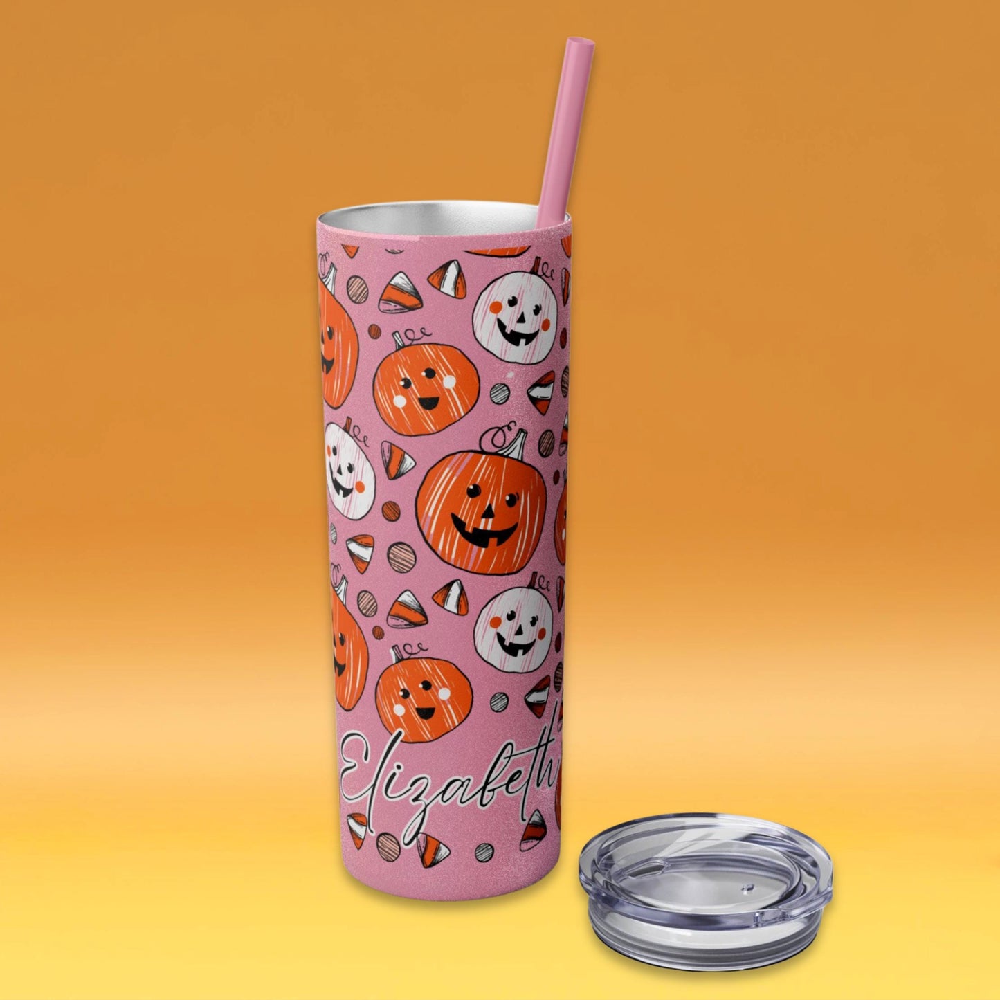 Personalized Halloween Ghost Skinny Tumbler with Straw | Custom Spooky Retro Tumbler | Halloweenful | Spooky Ghost Cup | Gift for Halloween