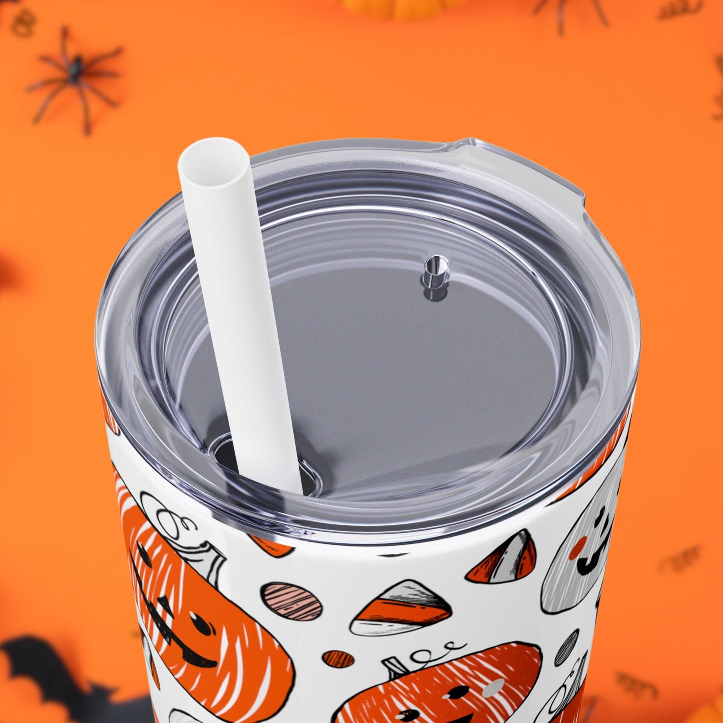 Personalized Halloween Ghost Skinny Tumbler with Straw | Custom Spooky Retro Tumbler | Halloweenful | Spooky Ghost Cup | Gift for Halloween