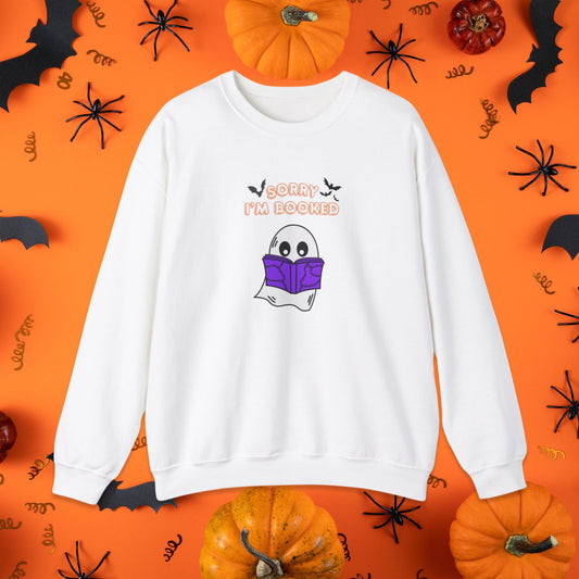 Spooki Halloween Ghost Reading Books Sweatshirt | Perfect Librarian and Teacher Gift | Ghost Crewneck | Ghost Reading Books