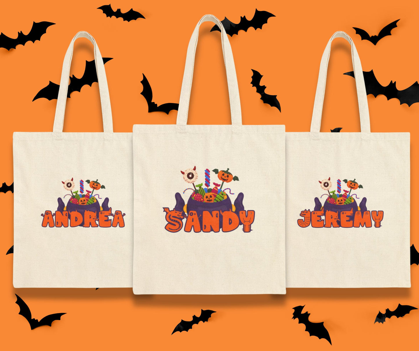 Personalized Trick or Treat Bag for Kids | Gift Halloweening | Personalized Halloween Tote Bag | Customized Halloween Name Bag