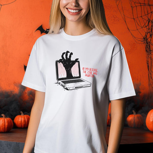 In My Defense, The Code Was Haunted - Women's Halloween T-Shirt