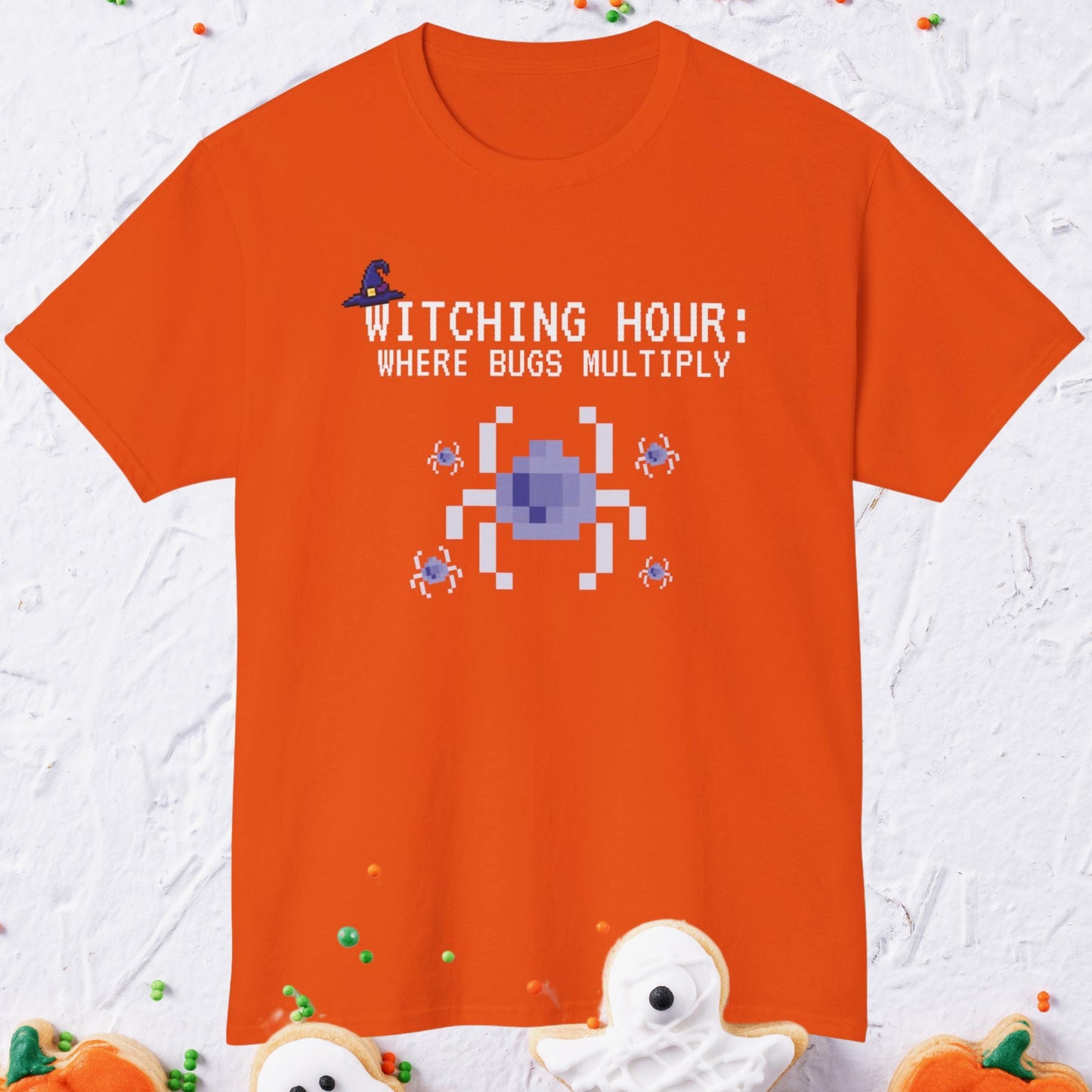 Witching Hour: Where Bugs Multiply - Funny Programmer's Halloween T-Shirt