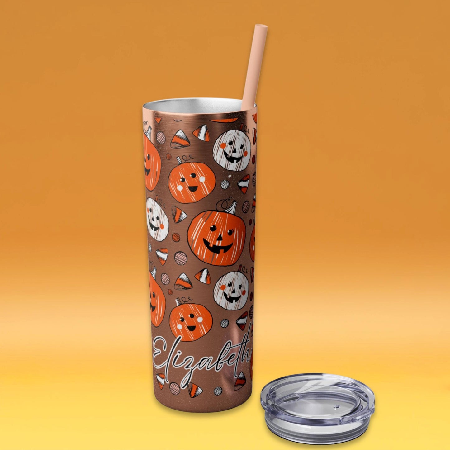 Personalized Halloween Ghost Skinny Tumbler with Straw | Custom Spooky Retro Tumbler | Halloweenful | Spooky Ghost Cup | Gift for Halloween