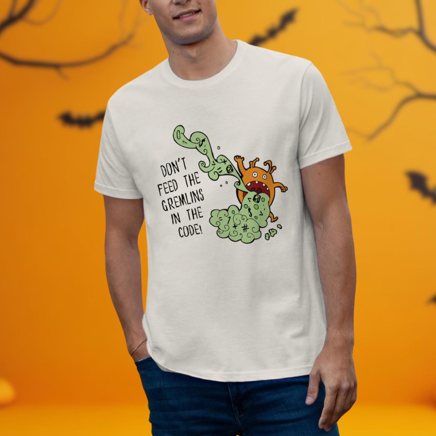 Dont Feed the Gremlins in the Code - Premium Cotton Single Jersey T-Shirt