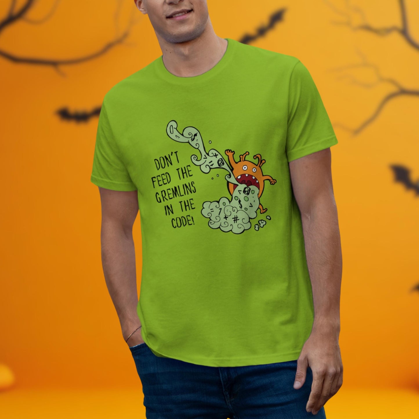 Dont Feed the Gremlins in the Code - Premium Cotton Single Jersey T-Shirt