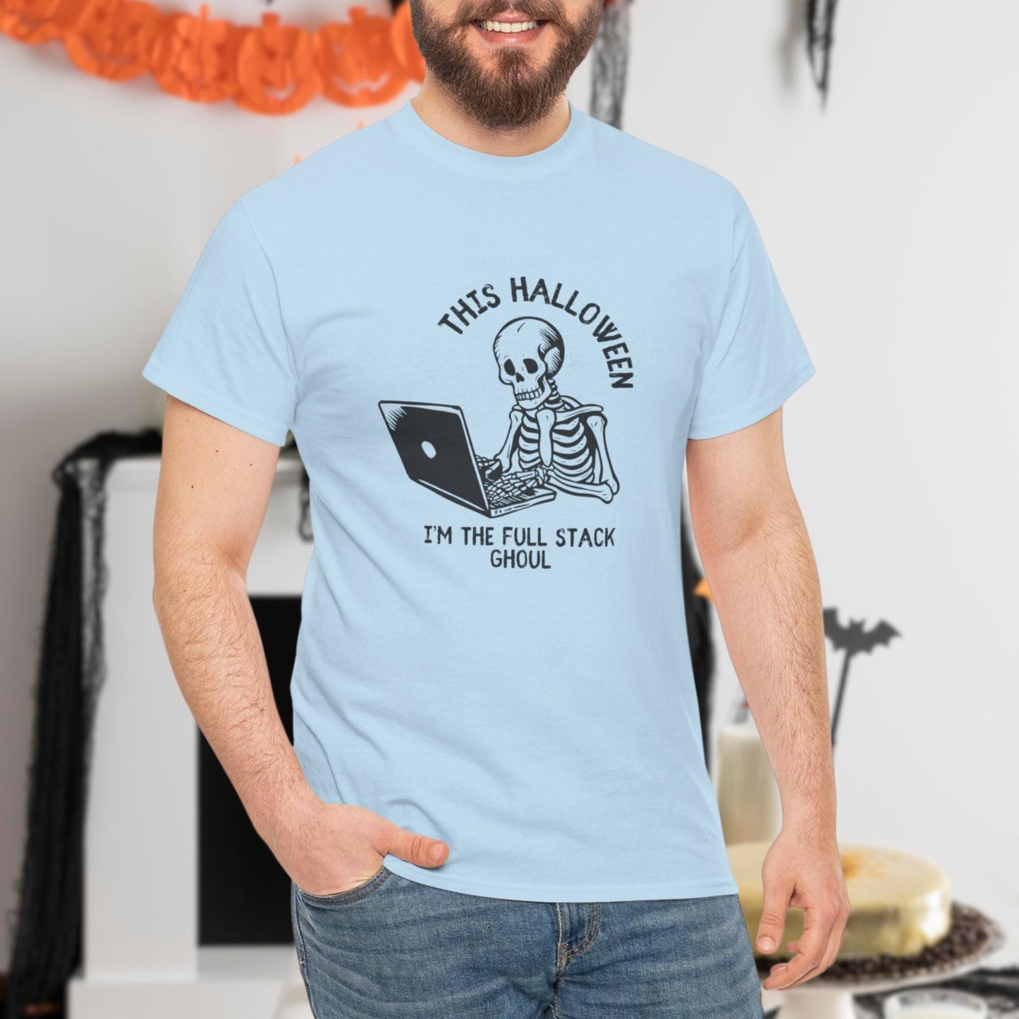 Unisex Heavy Cotton Tee - This Halloween, Im the Full Stack Ghoul