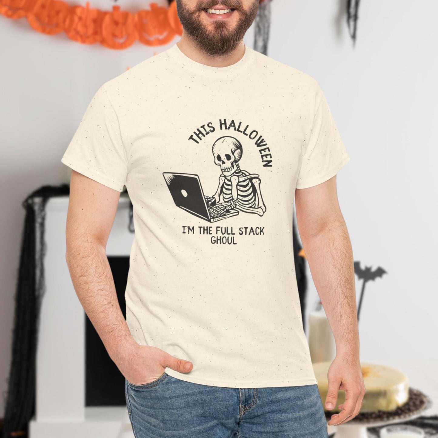 Unisex Heavy Cotton Tee - This Halloween, Im the Full Stack Ghoul