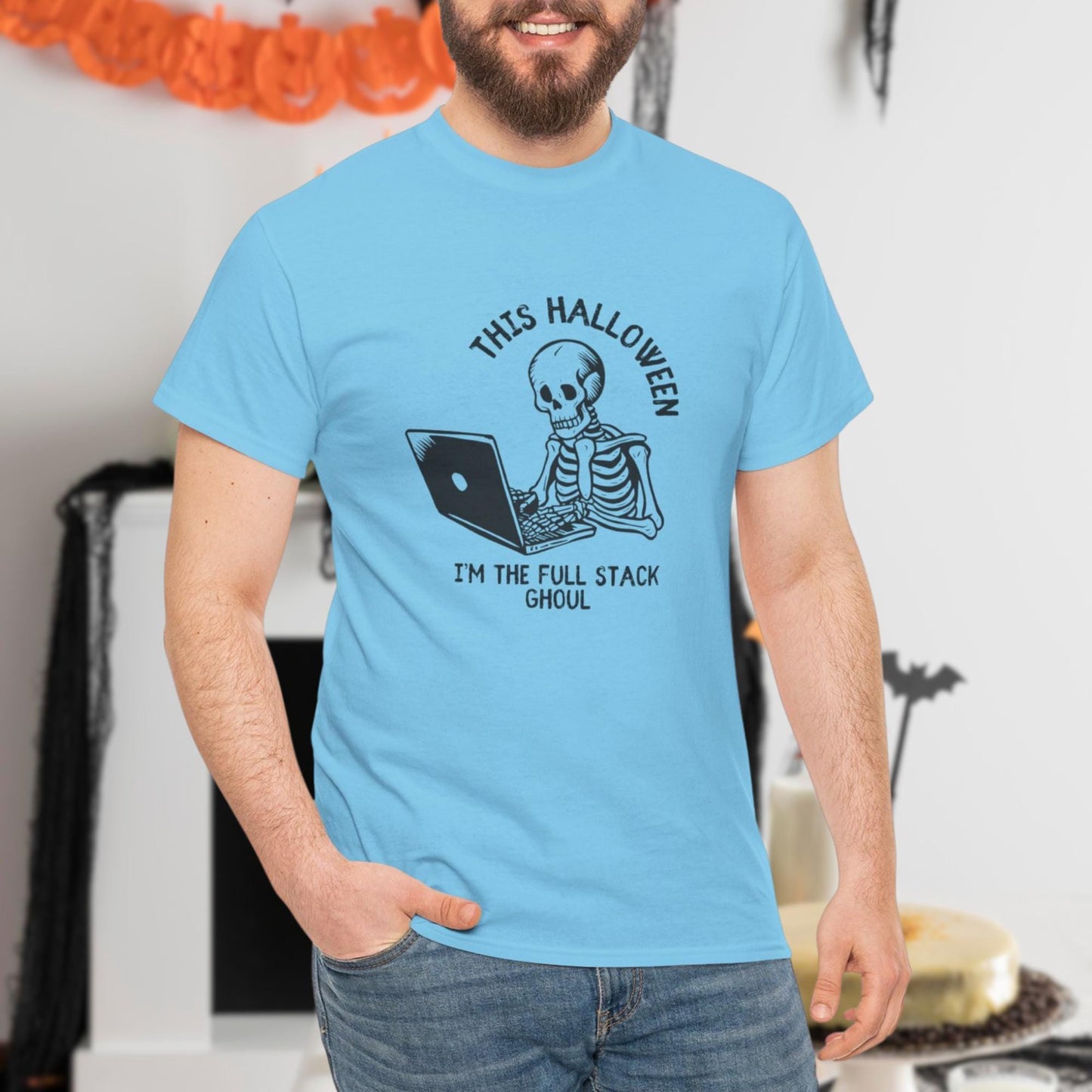 Unisex Heavy Cotton Tee - This Halloween, Im the Full Stack Ghoul