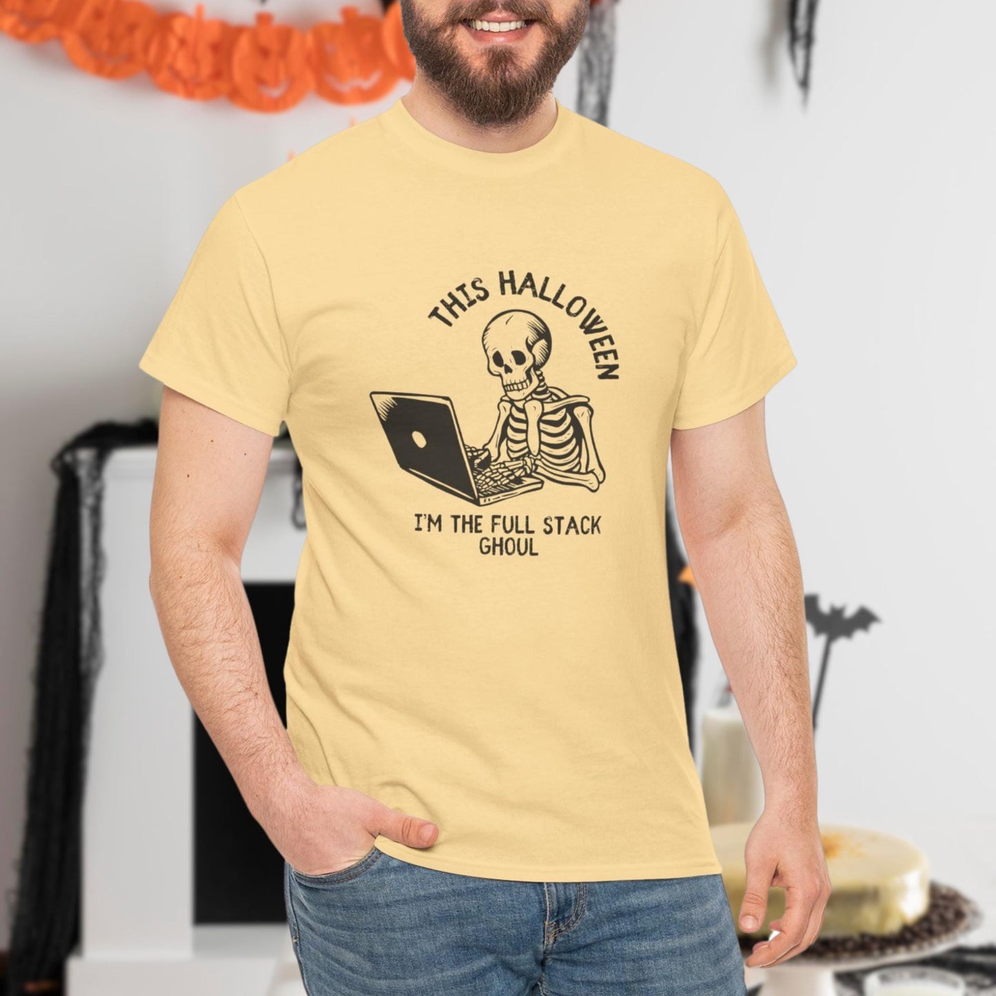 Unisex Heavy Cotton Tee - This Halloween, Im the Full Stack Ghoul