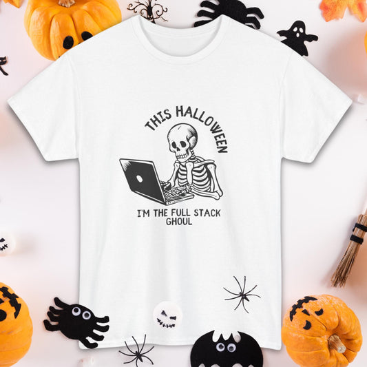 Unisex Heavy Cotton Tee - This Halloween, Im the Full Stack Ghoul