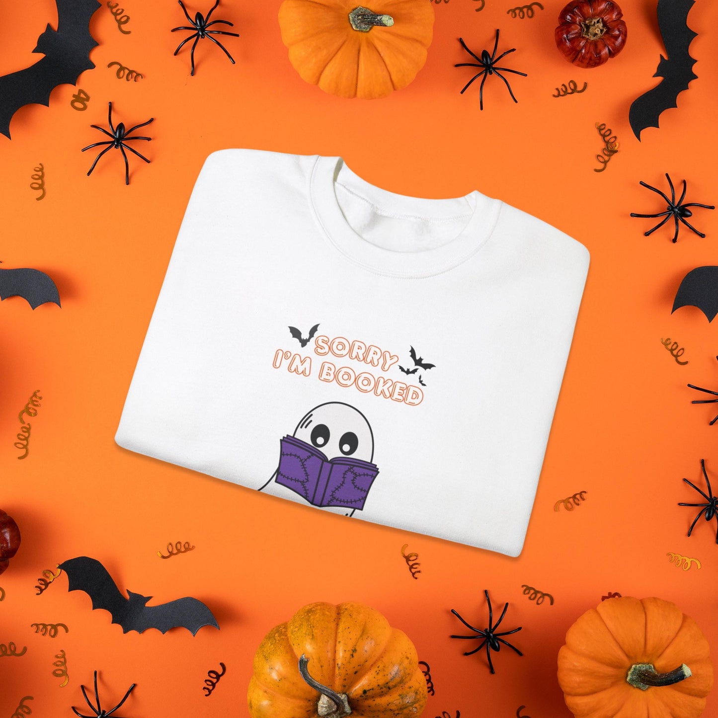 Spooki Halloween Ghost Reading Books Sweatshirt | Perfect Librarian and Teacher Gift | Ghost Crewneck | Ghost Reading Books