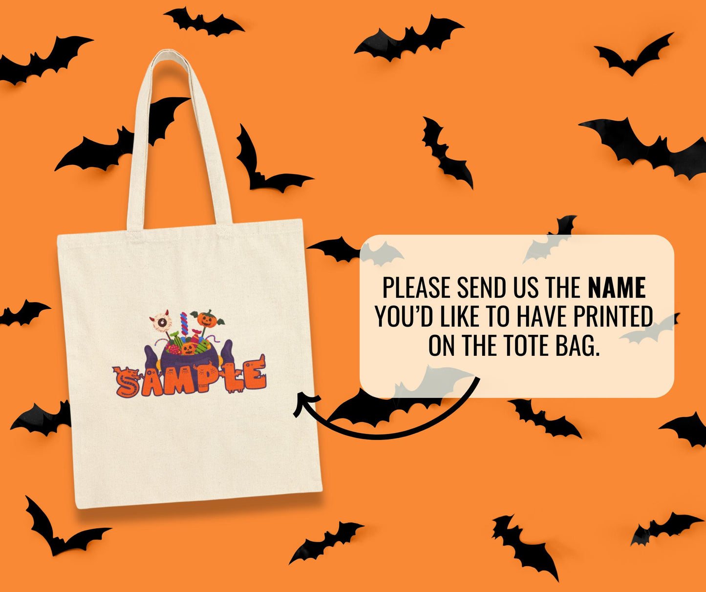 Personalized Trick or Treat Bag for Kids | Gift Halloweening | Personalized Halloween Tote Bag | Customized Halloween Name Bag