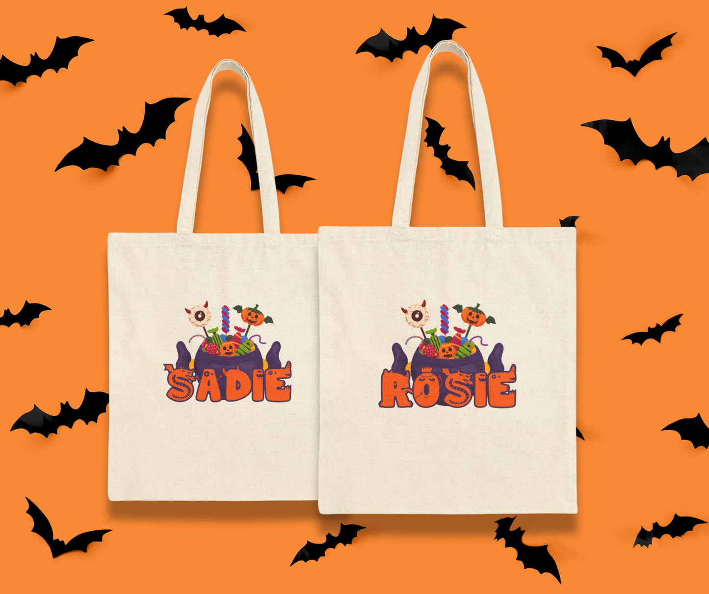 Personalized Trick or Treat Bag for Kids | Gift Halloweening | Personalized Halloween Tote Bag | Customized Halloween Name Bag