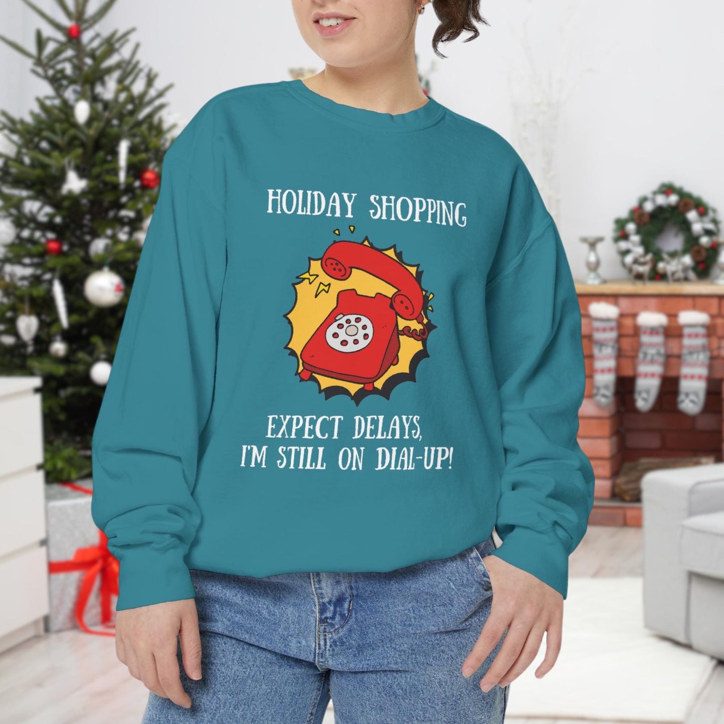 Holiday Shopping Expect Delays, Im Still on Dial-Up | Nostalgic Holiday T-Shirt