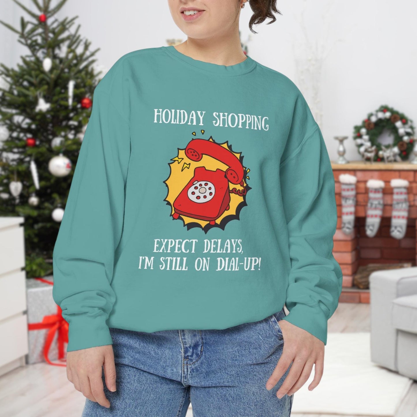 Holiday Shopping Expect Delays, Im Still on Dial-Up | Nostalgic Holiday T-Shirt