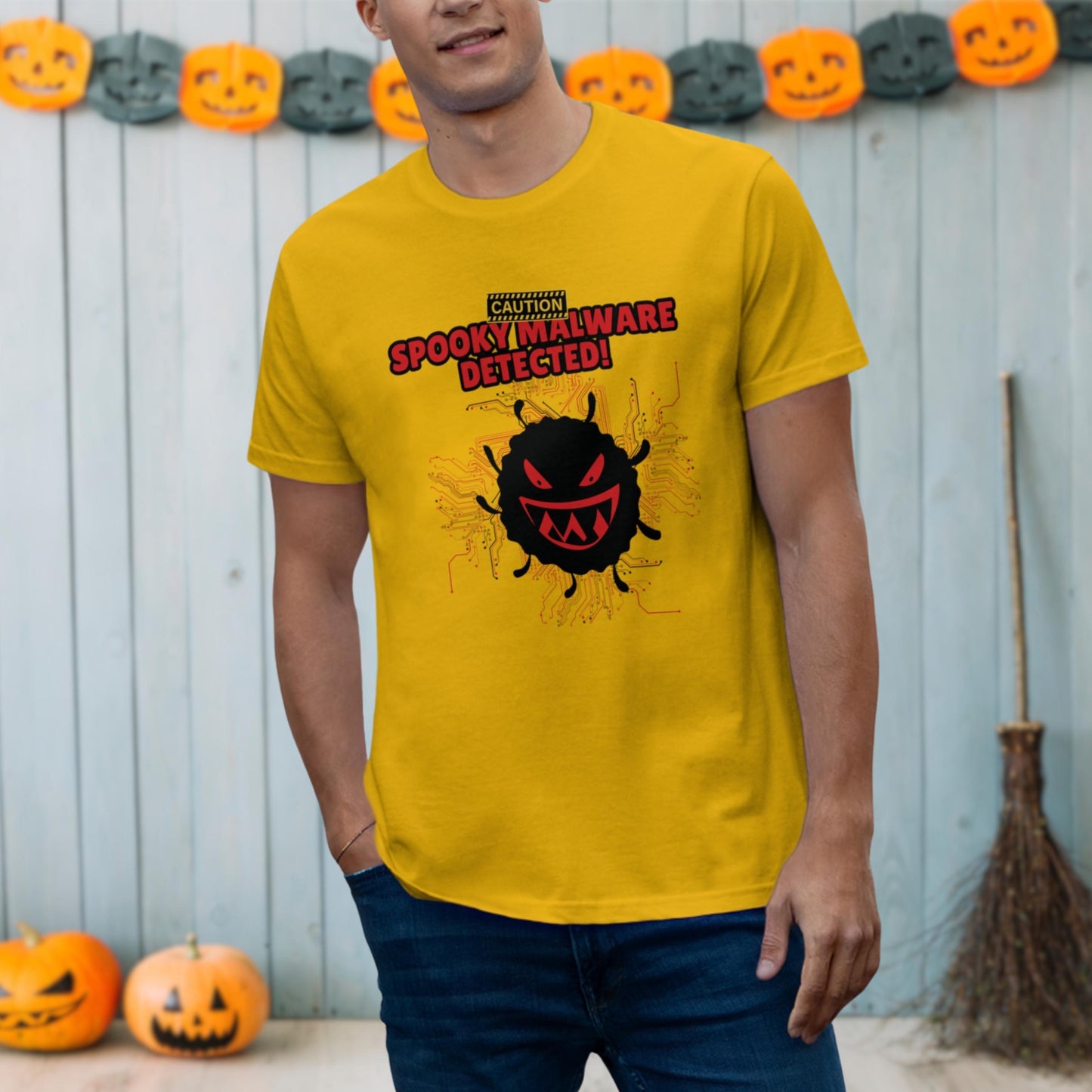 Caution: Spooky Malware Detected! Cyborg Ghost Tech T-Shirt