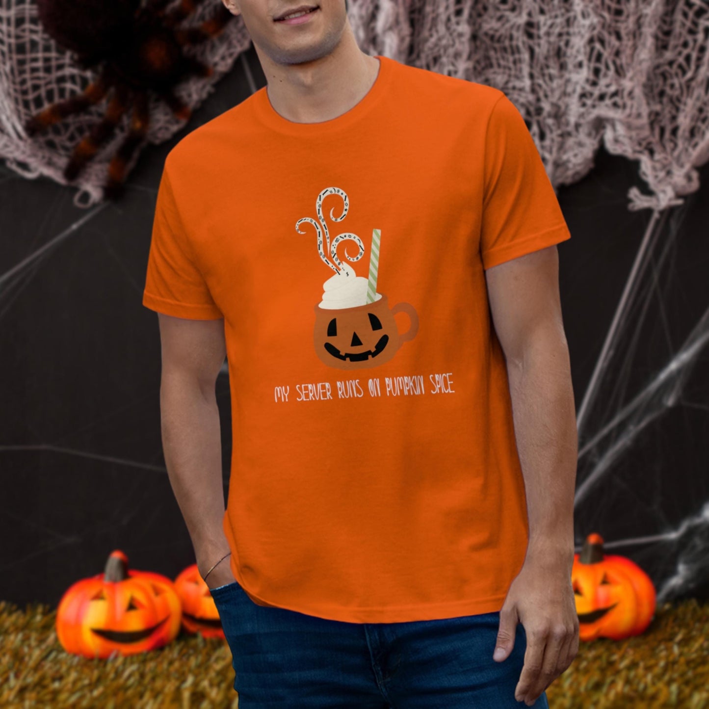 My Server Runs on Pumpkin Spice: The Ultimate Coding Humor Shirt for Halloween