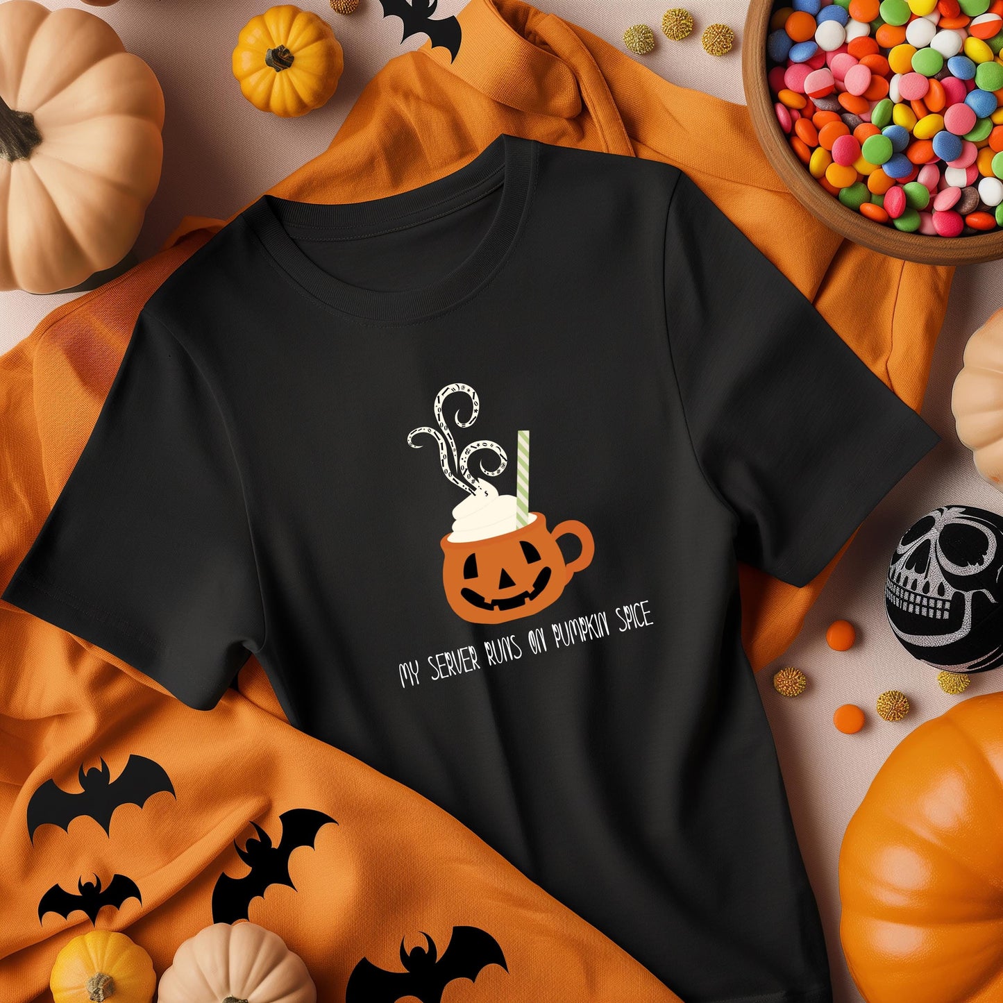 My Server Runs on Pumpkin Spice: The Ultimate Coding Humor Shirt for Halloween