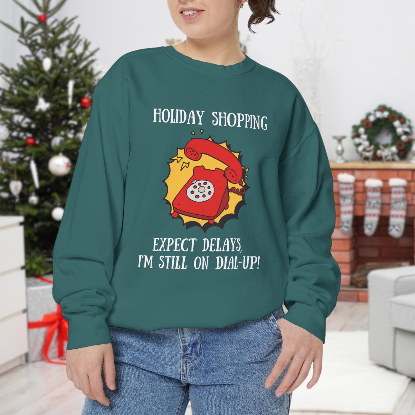 Holiday Shopping Expect Delays, Im Still on Dial-Up | Nostalgic Holiday T-Shirt