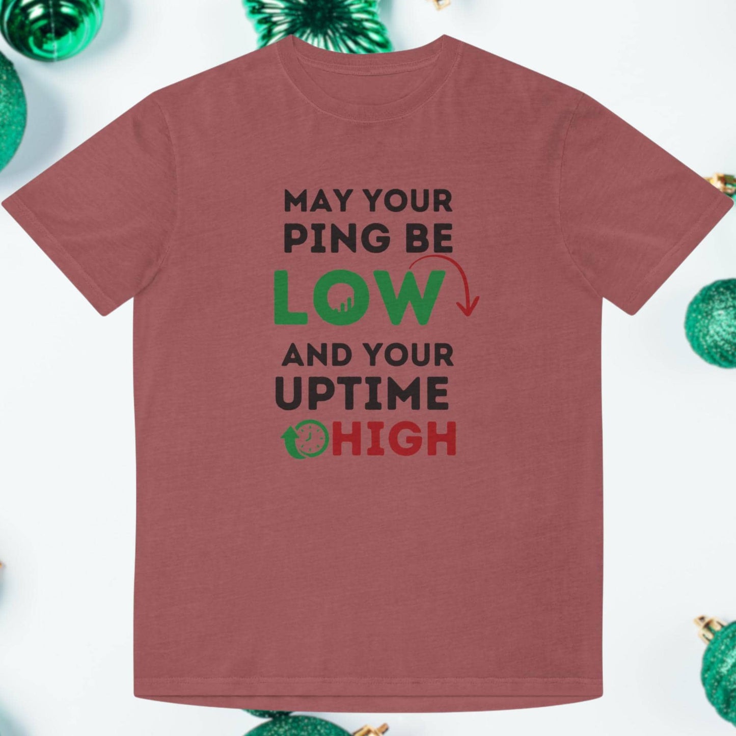 May Your Ping Be Low and Your Uptime High: The Ultimate Christmas Meme Shirt for Developers