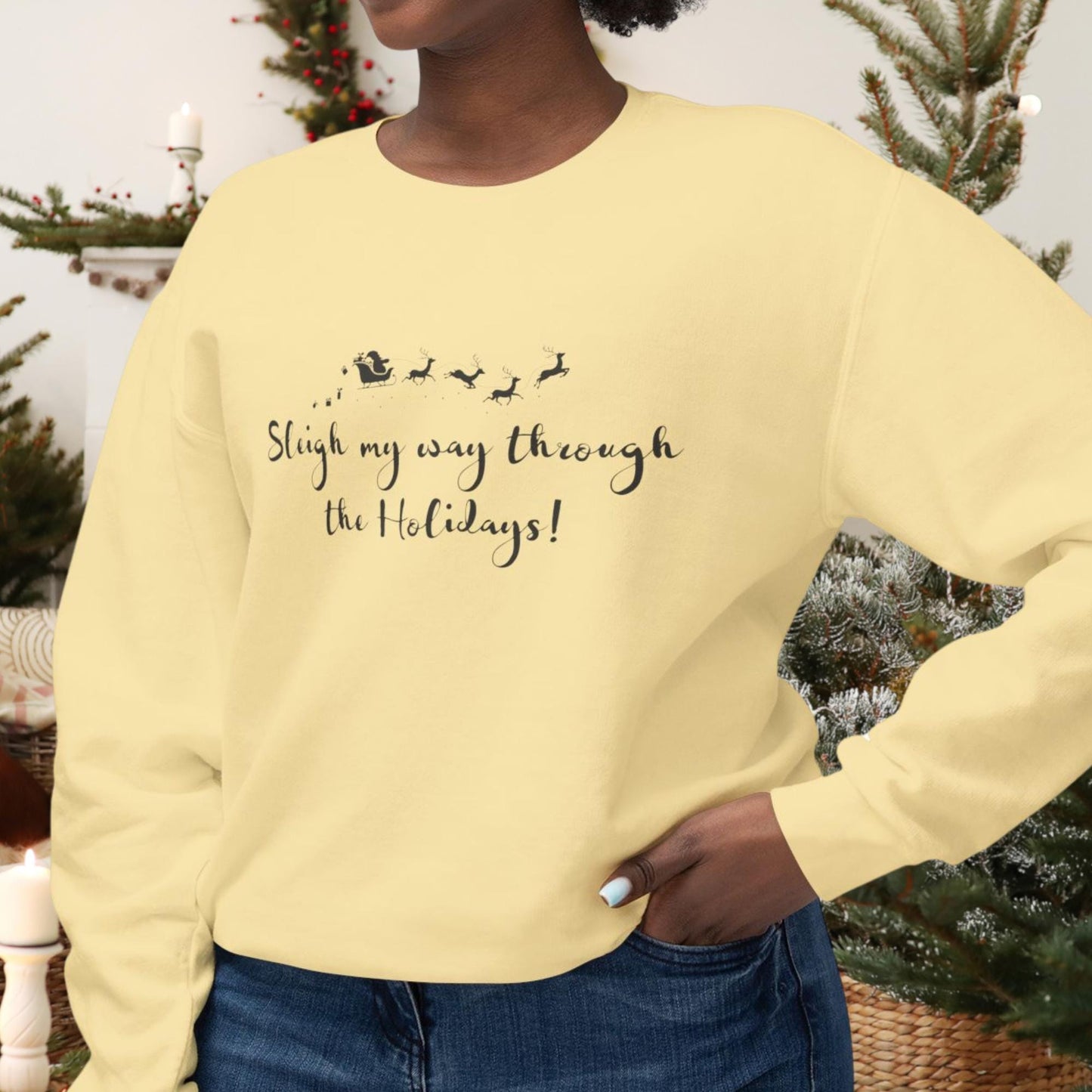 Unisex "Sleigh My Way Through the Holidays" Christmas Graphic Tee