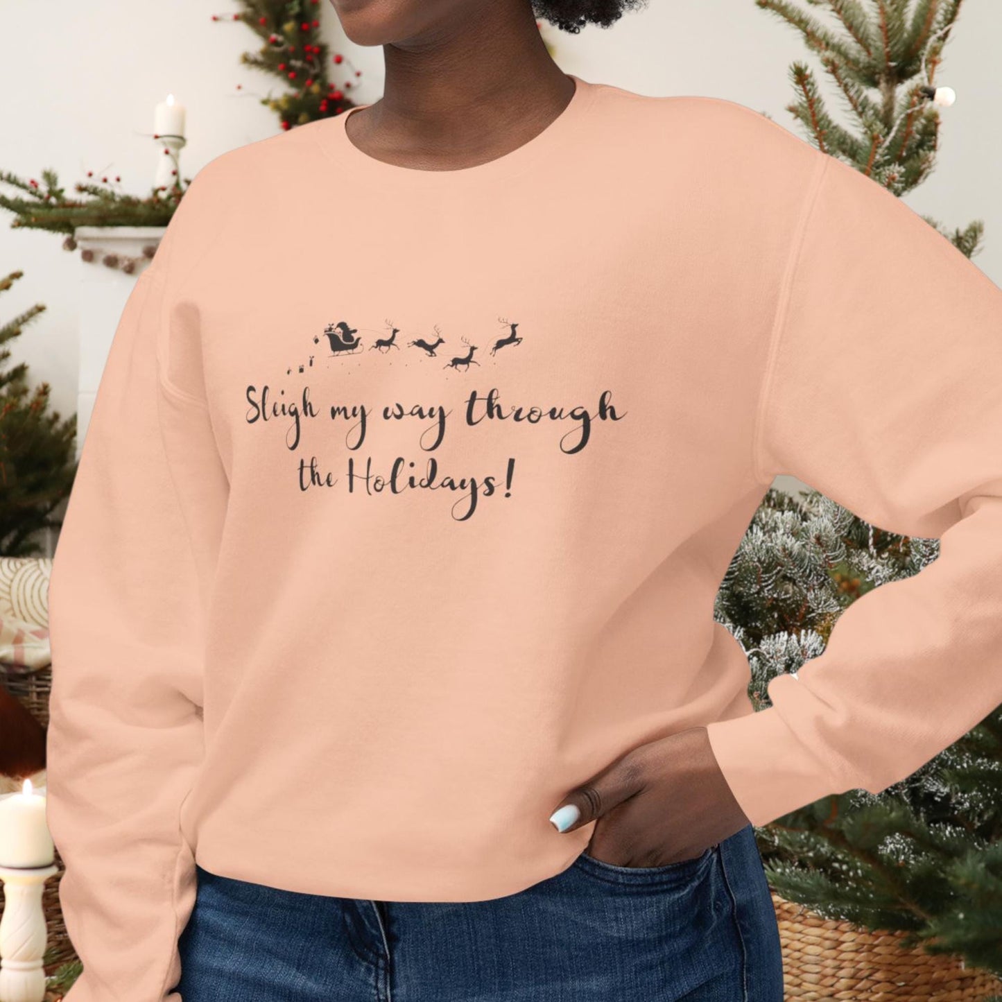 Unisex "Sleigh My Way Through the Holidays" Christmas Graphic Tee