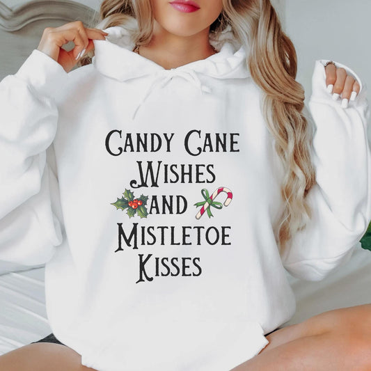 Candy Cane Wishes and Mistletoe Kisses Christmas T-Shirt | Celebrate the Season with Style