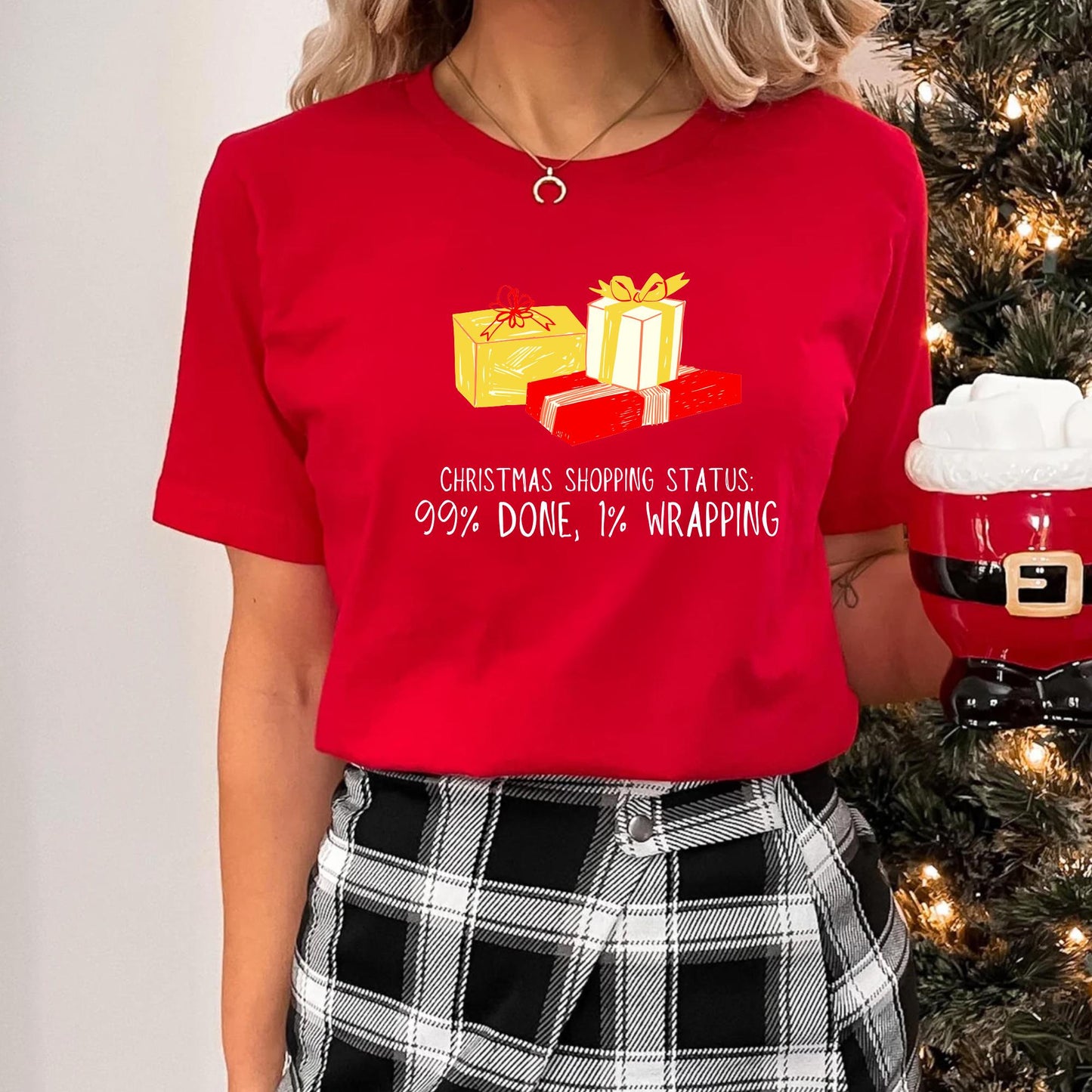 Christmas Shopping Status 99 percent Done, 1 percent Wrapping | Festive Holiday Sweatshirt