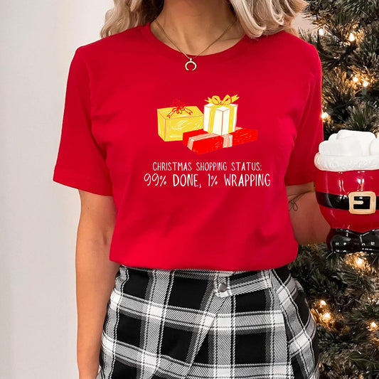 Christmas Shopping Status 99 percent Done, 1 percent Wrapping | Festive Holiday Sweatshirt