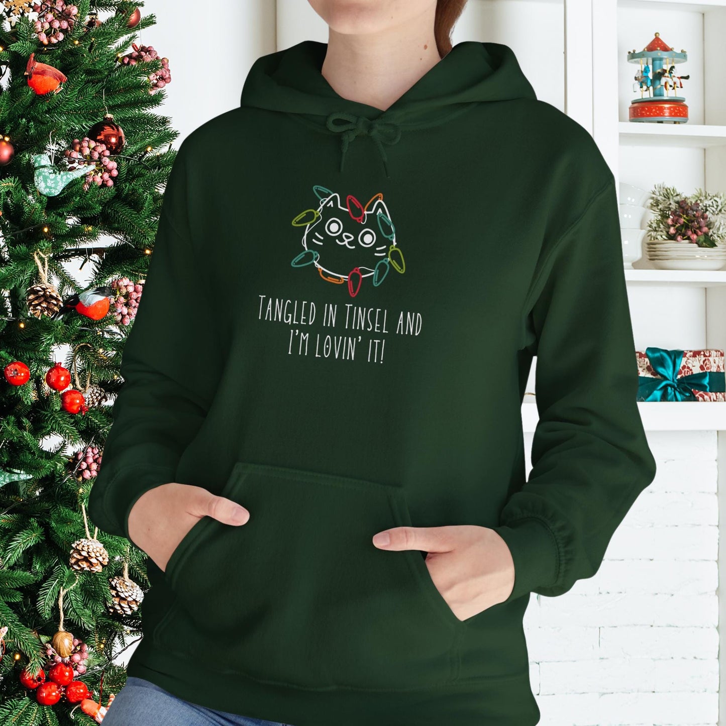 Tangled in Tinsel and Im Lovin It: Women's Funny Christmas T-Shirt