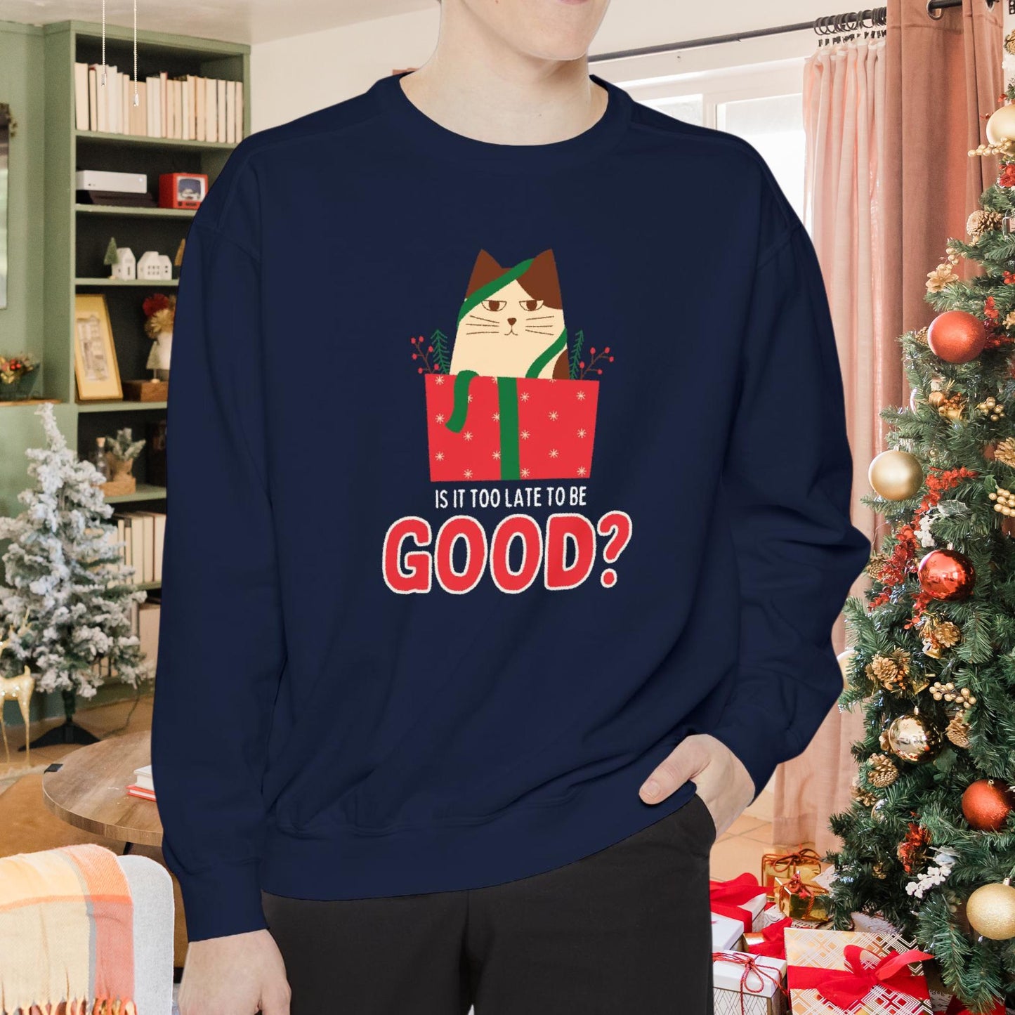 Is It Too Late to Be Good? Hilarious Christmas Meme T-Shirt for Tech Enthusiasts