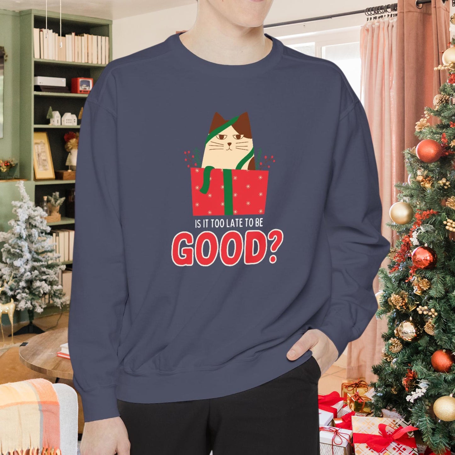 Is It Too Late to Be Good? Hilarious Christmas Meme T-Shirt for Tech Enthusiasts