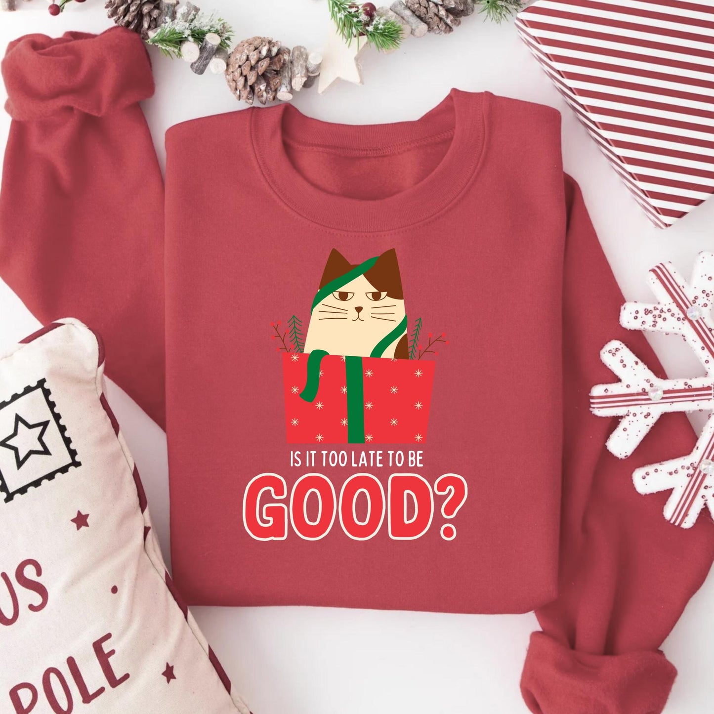 Is It Too Late to Be Good? Hilarious Christmas Meme T-Shirt for Tech Enthusiasts