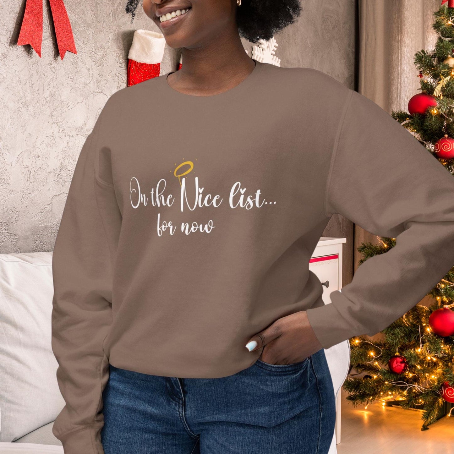 On the Nice List... For Now - Fun & Festive Women's Christmas Tee