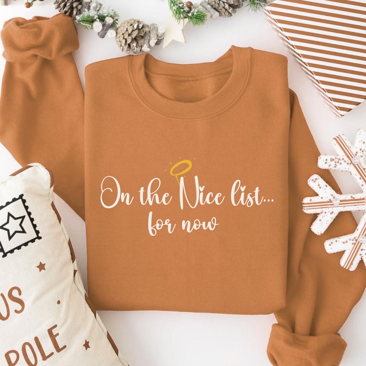 On the Nice List... For Now - Fun & Festive Women's Christmas Tee