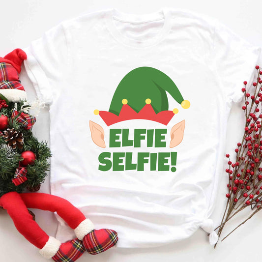 Festive "Elfie Selfie!" Unisex Christmas Tee | Capture the Holiday Spirit