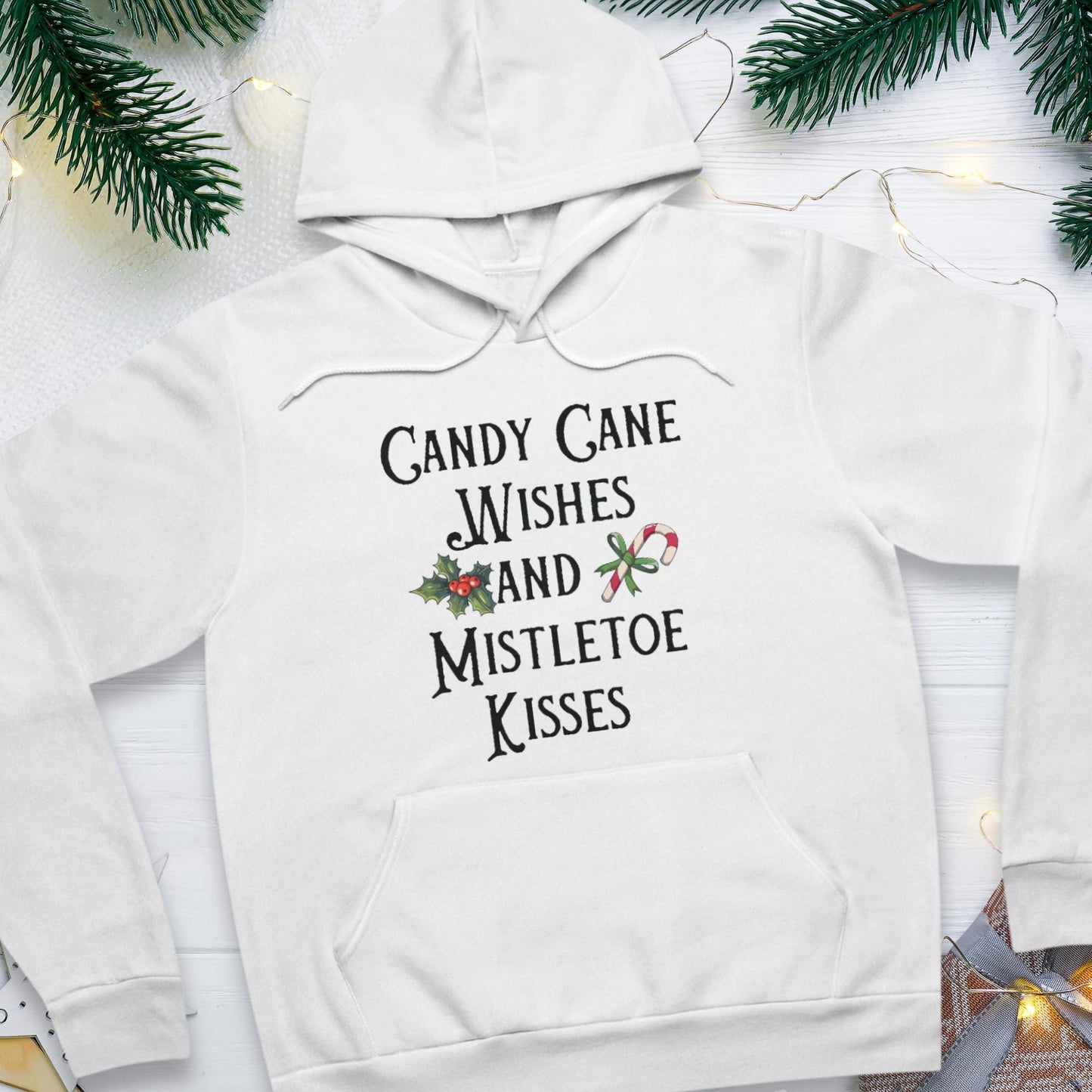 Candy Cane Wishes and Mistletoe Kisses Christmas T-Shirt | Celebrate the Season with Style