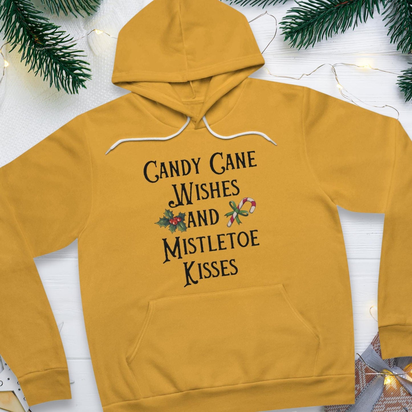 Candy Cane Wishes and Mistletoe Kisses Christmas T-Shirt | Celebrate the Season with Style