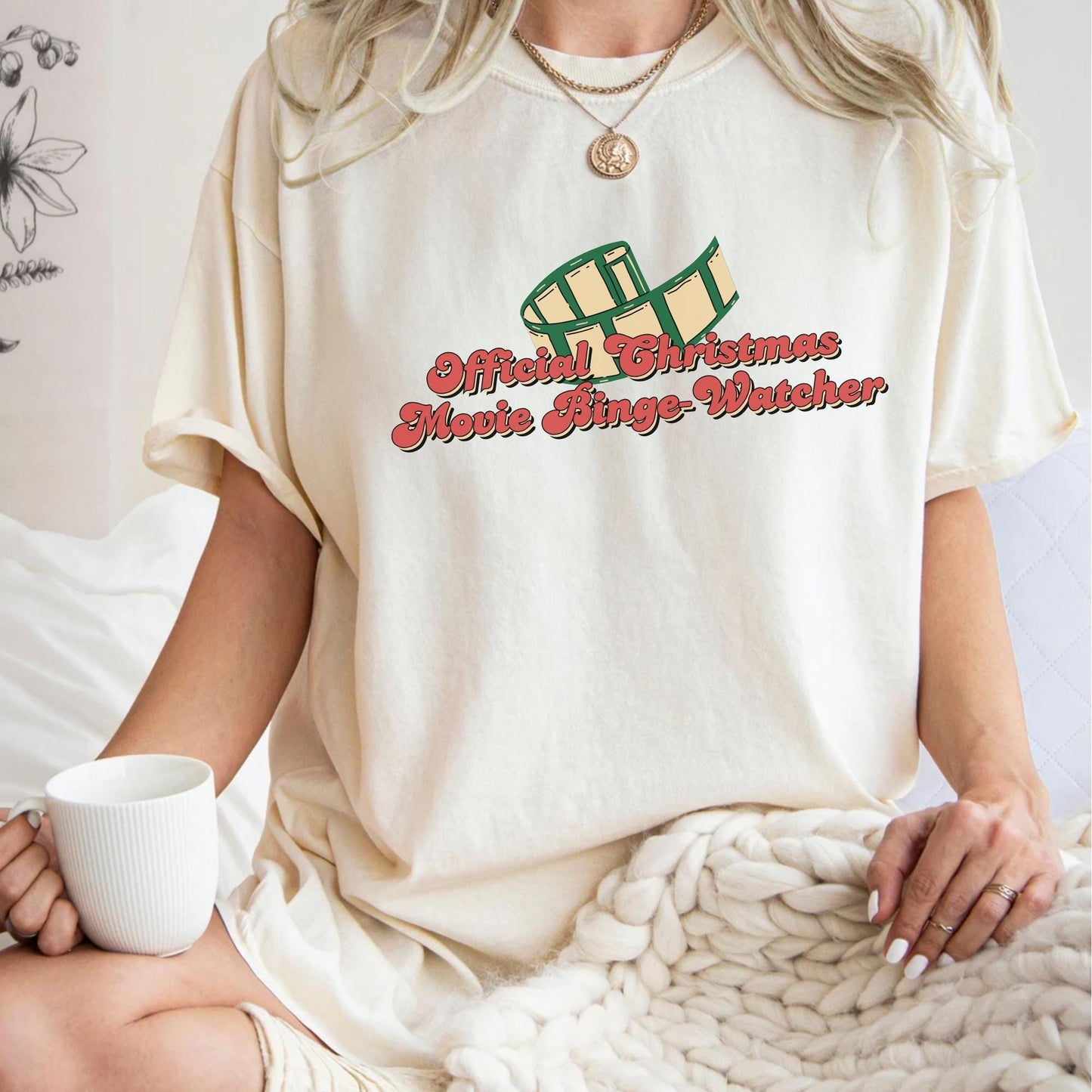 Official Christmas Movie Binge-Watcher Tee | Comfort Colors Aesthetic Holiday Shirt