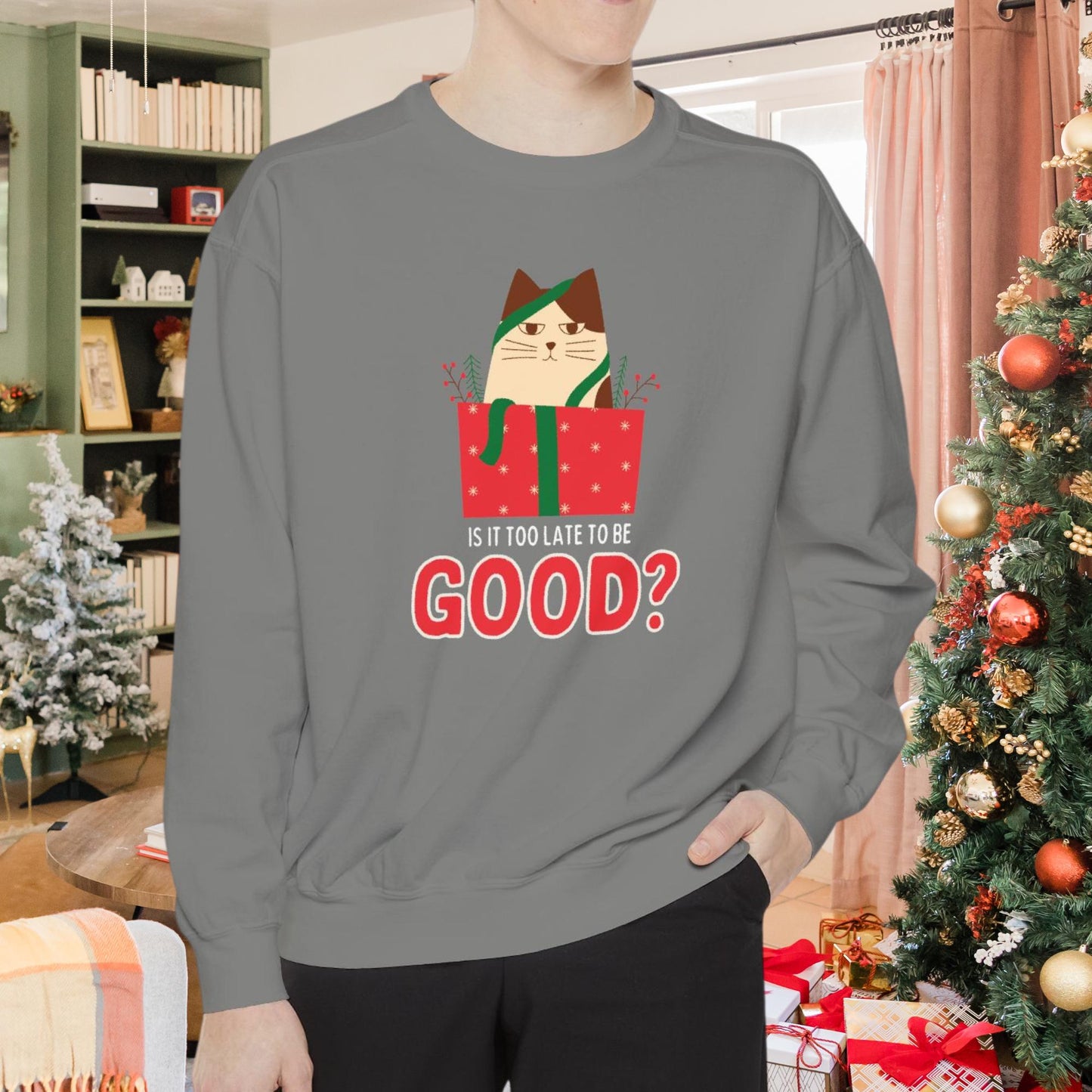 Is It Too Late to Be Good? Hilarious Christmas Meme T-Shirt for Tech Enthusiasts