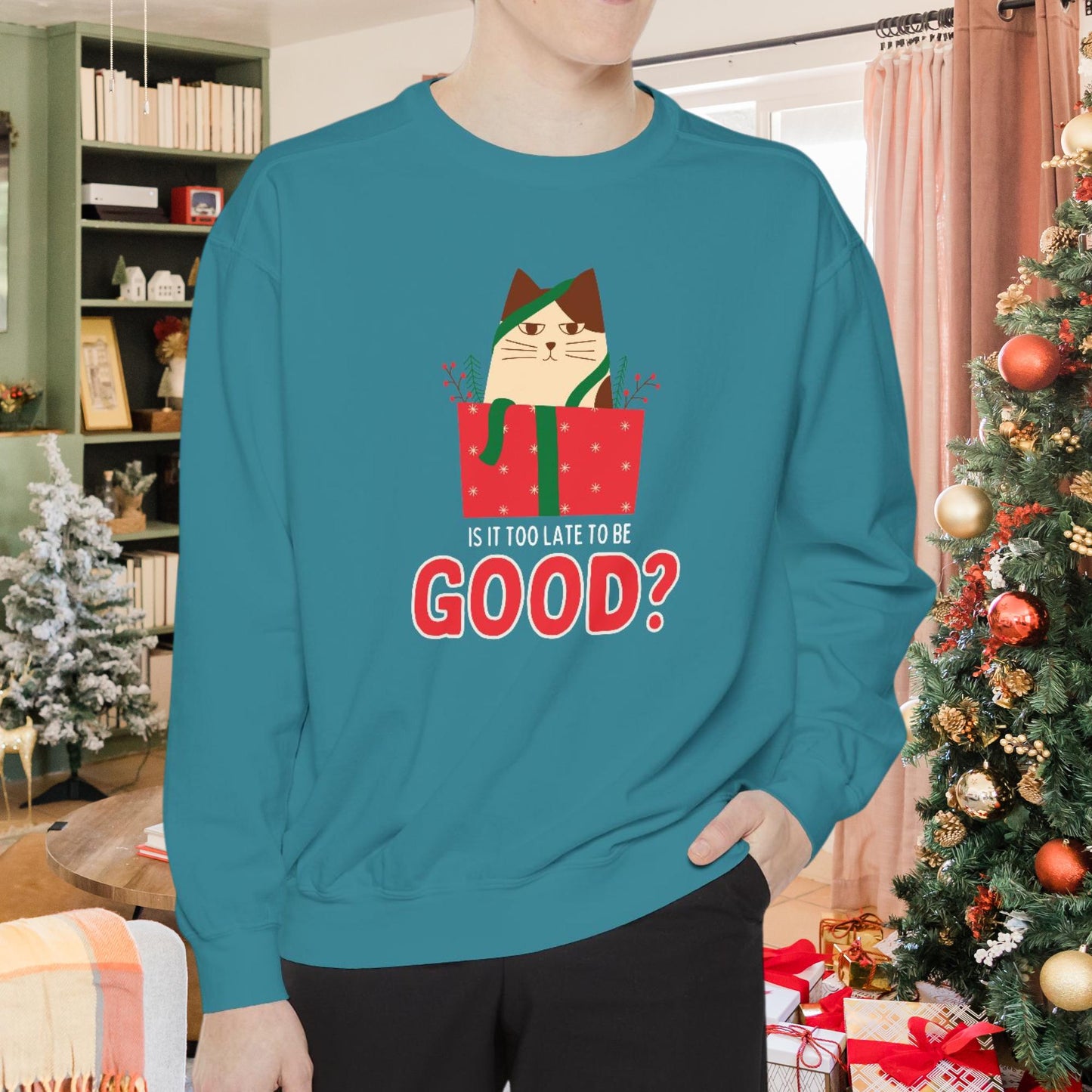 Is It Too Late to Be Good? Hilarious Christmas Meme T-Shirt for Tech Enthusiasts